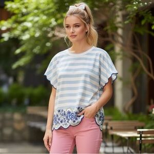 092 • Embroidered Summer Striped Tee
